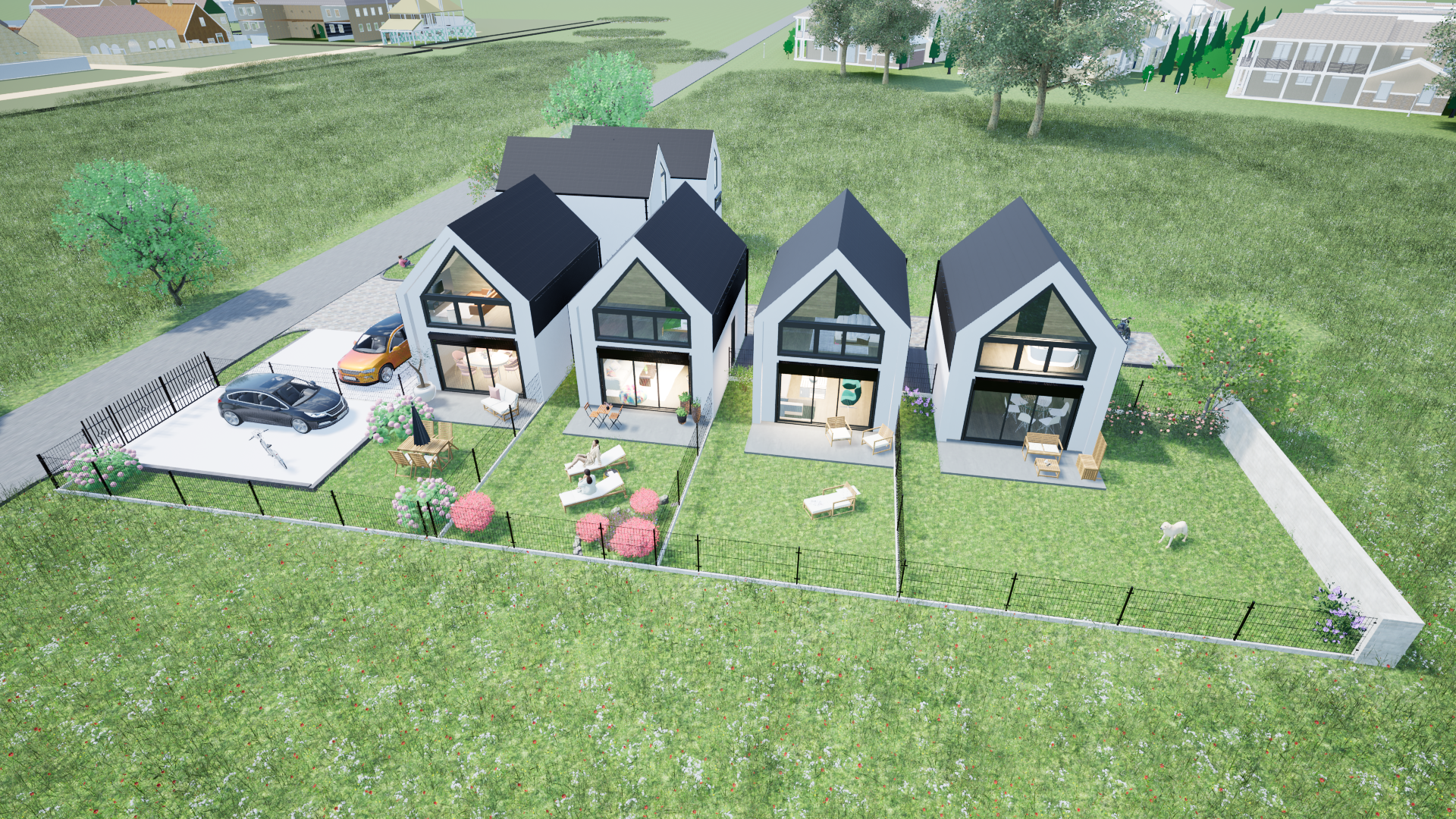 Wizualizacja domków letniskowych w Sarbinowie | AMP Investment